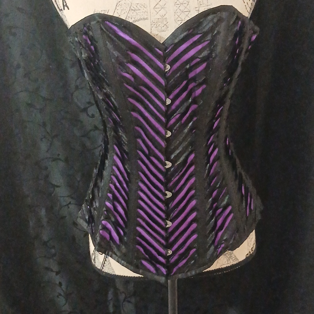 Black Lace-Up Corset Waist Skirt